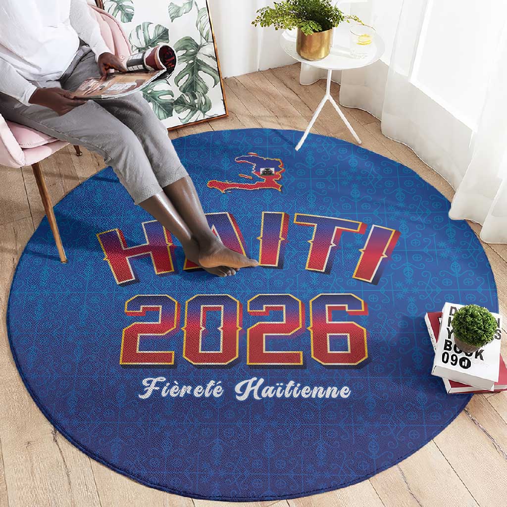 Afro-Haitians World Football 2026 Round Carpet Haiti est de Retour Blue Voodoo Veve Spirits - African Pride
