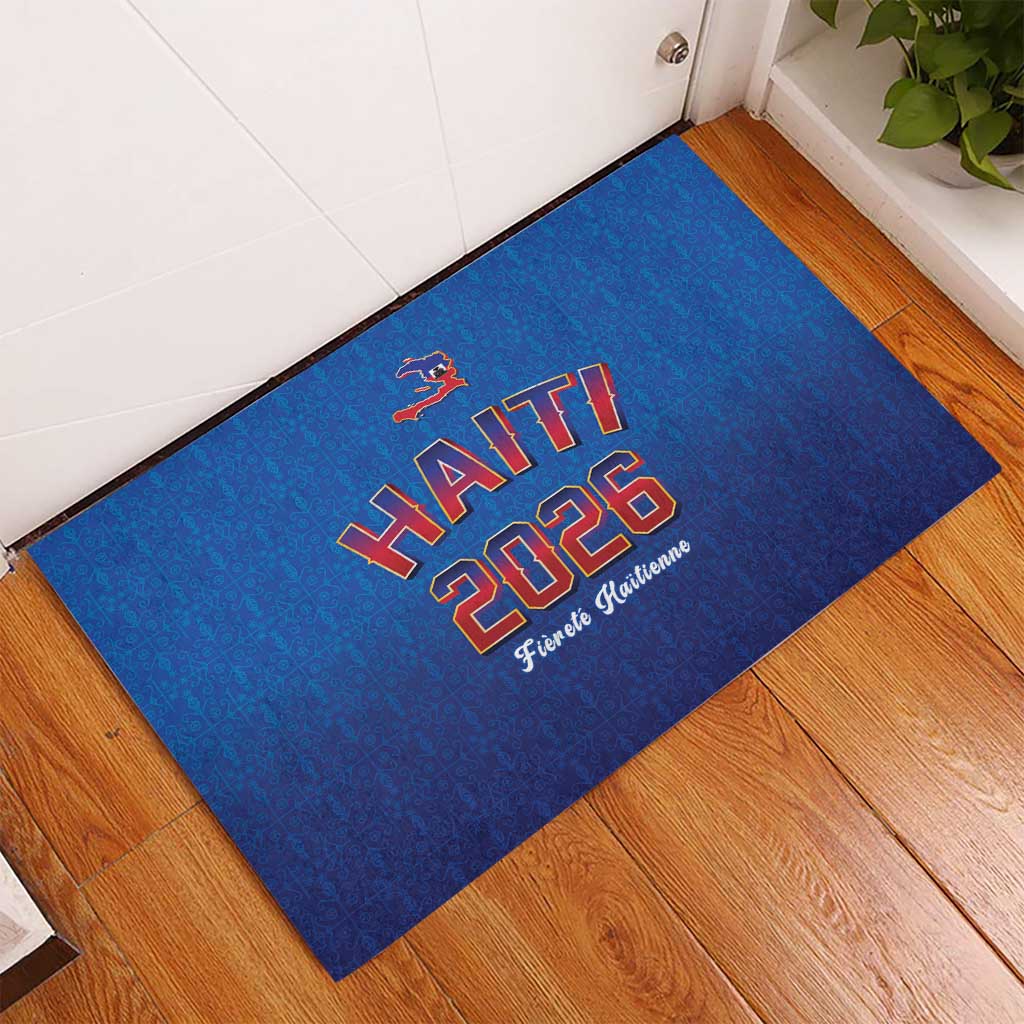 Afro-Haitians World Football 2026 Rubber Doormat Haiti est de Retour Blue Voodoo Veve Spirits - African Pride