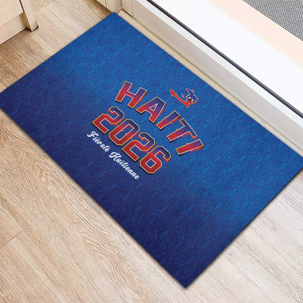 Afro-Haitians World Football 2026 Rubber Doormat Haiti est de Retour Blue Voodoo Veve Spirits - African Pride