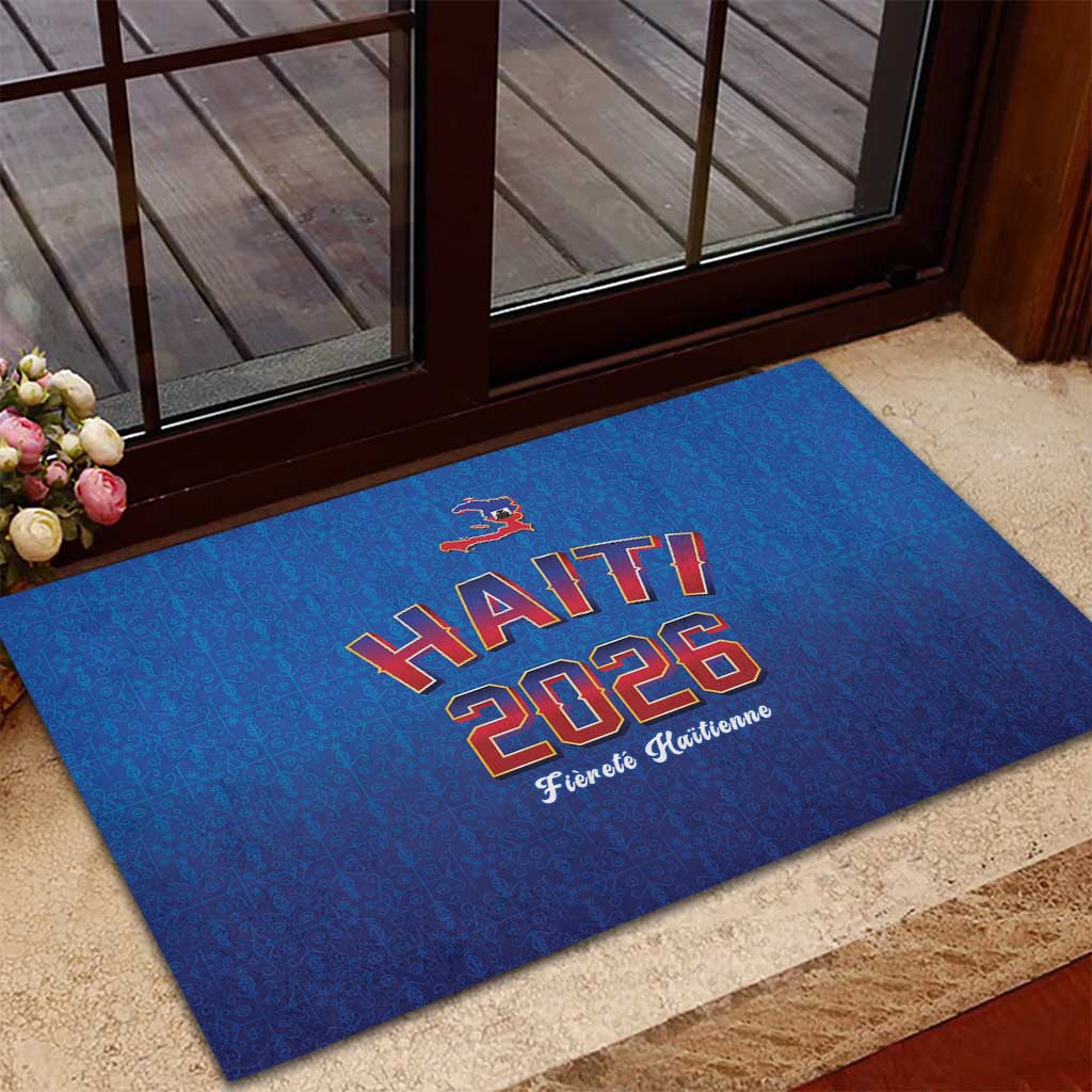 Afro-Haitians World Football 2026 Rubber Doormat Haiti est de Retour Blue Voodoo Veve Spirits - African Pride