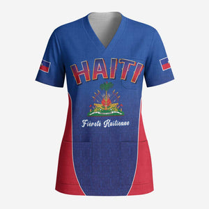 Afro-Haitians World Football 2026 Scrub Top Haiti est de Retour Blue Voodoo Veve Spirits - African Pride