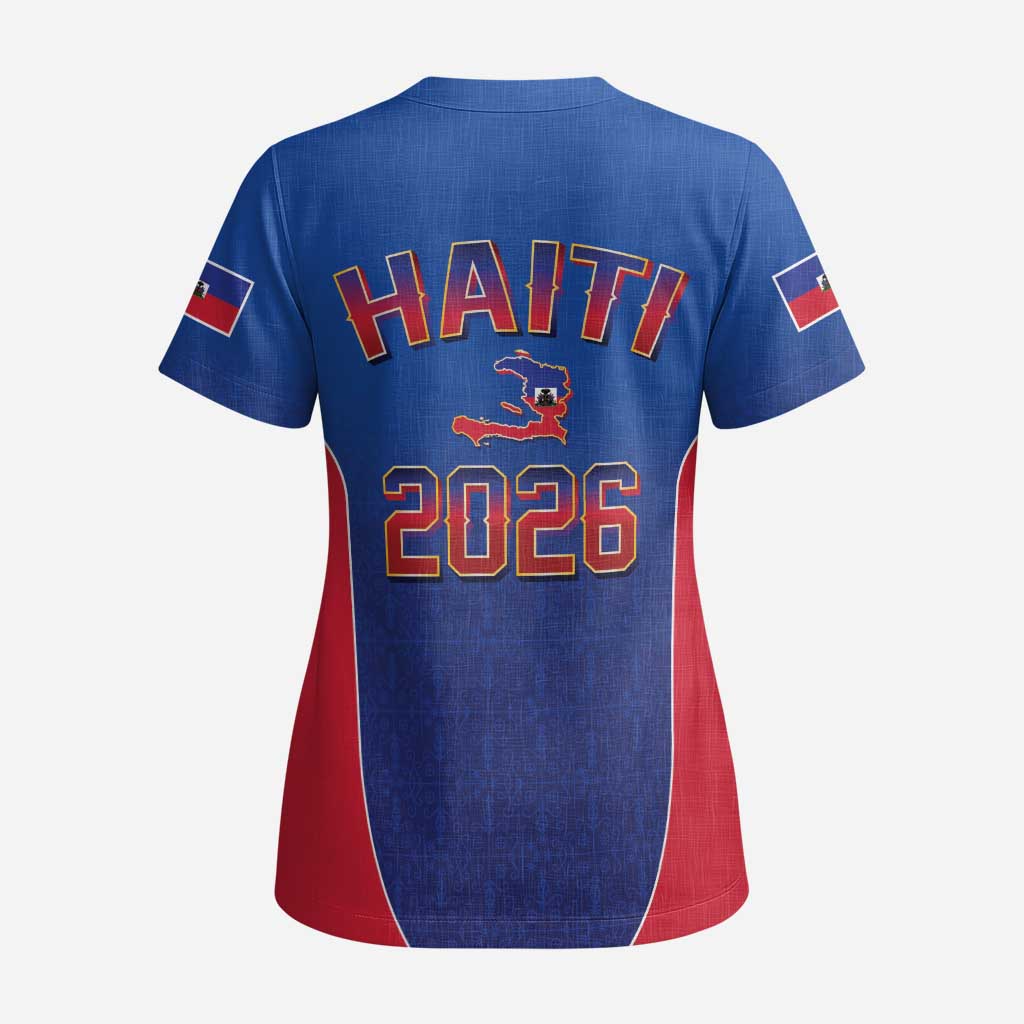 Afro-Haitians World Football 2026 Scrub Top Haiti est de Retour Blue Voodoo Veve Spirits - African Pride