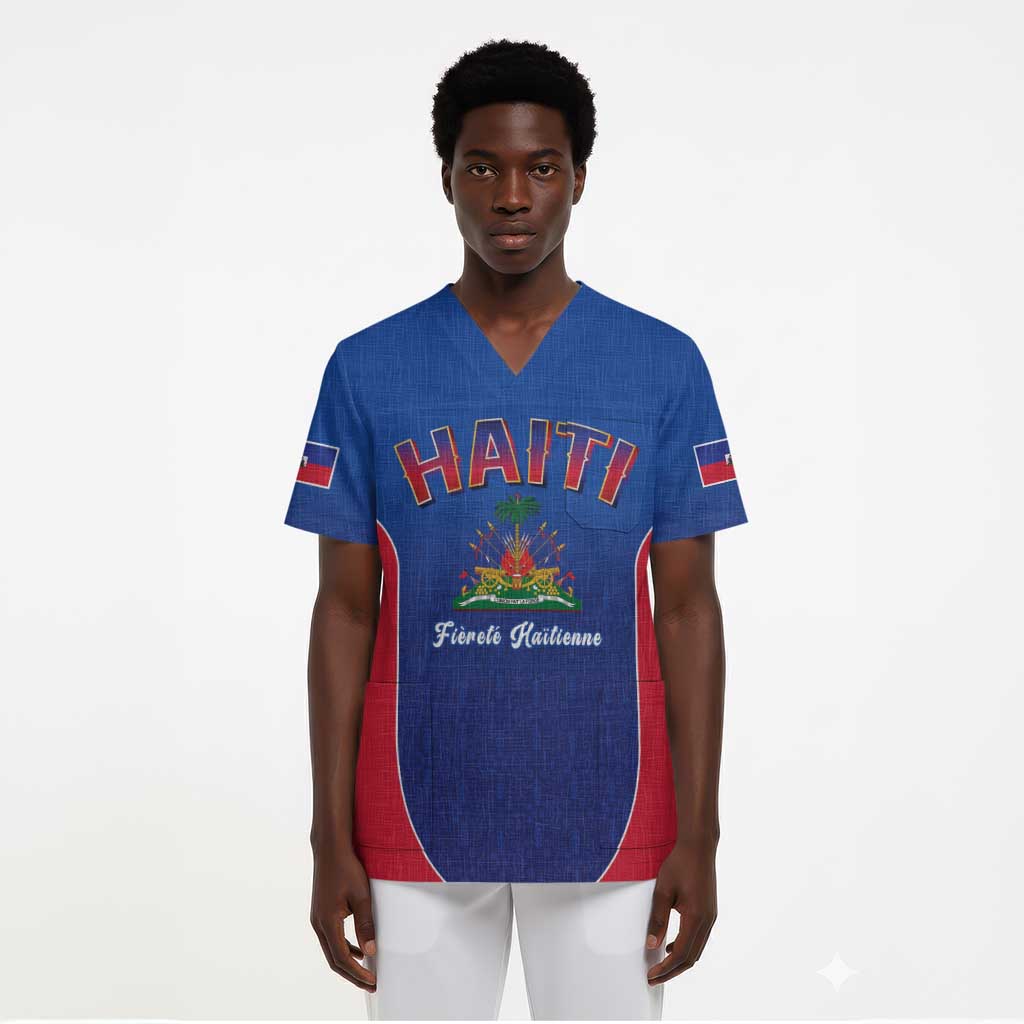 Afro-Haitians World Football 2026 Scrub Top Haiti est de Retour Blue Voodoo Veve Spirits - African Pride