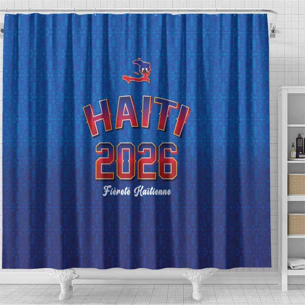 Afro-Haitians World Football 2026 Shower Curtain Haiti est de Retour Blue Voodoo Veve Spirits - African Pride