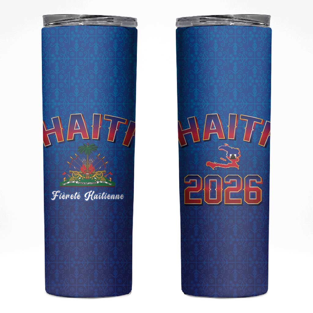 Afro-Haitians World Football 2026 Skinny Tumbler Haiti est de Retour Blue Voodoo Veve Spirits - African Pride