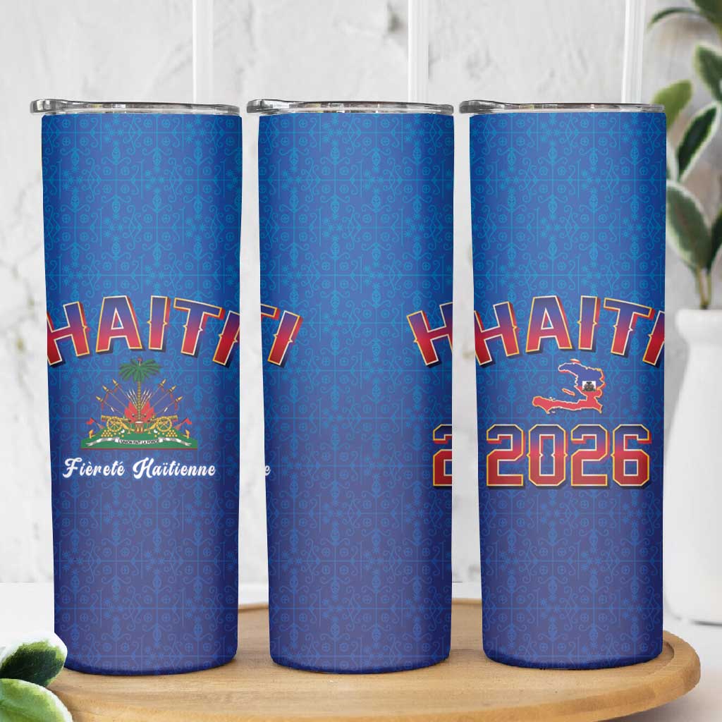 Afro-Haitians World Football 2026 Skinny Tumbler Haiti est de Retour Blue Voodoo Veve Spirits - African Pride