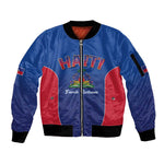 Afro-Haitians World Football 2026 Sleeve Zip Bomber Jacket Haiti est de Retour Blue Voodoo Veve Spirits - African Pride