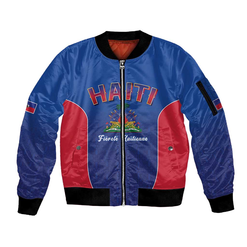 Afro-Haitians World Football 2026 Sleeve Zip Bomber Jacket Haiti est de Retour Blue Voodoo Veve Spirits - African Pride
