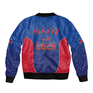 Afro-Haitians World Football 2026 Sleeve Zip Bomber Jacket Haiti est de Retour Blue Voodoo Veve Spirits - African Pride