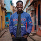 Afro-Haitians World Football 2026 Sleeve Zip Bomber Jacket Haiti est de Retour Blue Voodoo Veve Spirits - African Pride