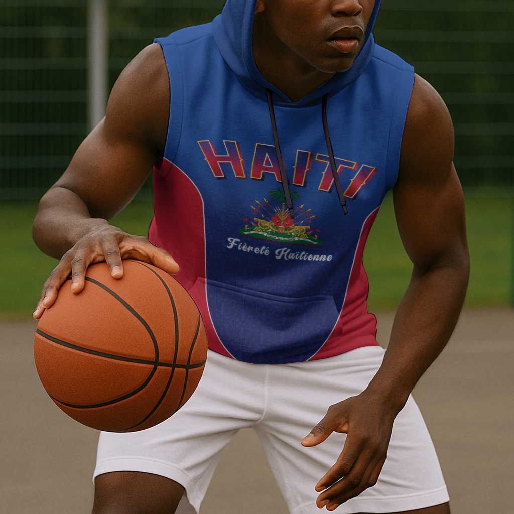 Afro-Haitians World Football 2026 Sleeveless Hoodie Haiti est de Retour Blue Voodoo Veve Spirits - African Pride