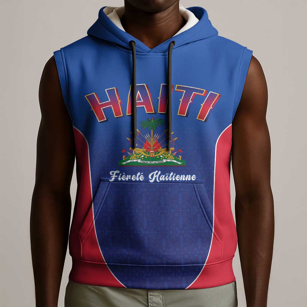 Afro-Haitians World Football 2026 Sleeveless Hoodie Haiti est de Retour Blue Voodoo Veve Spirits - African Pride