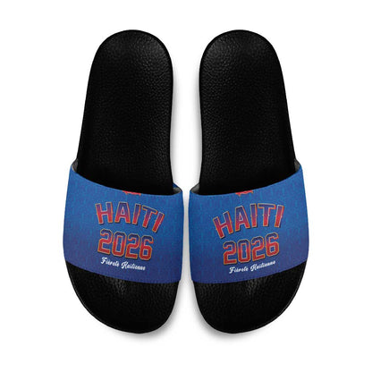 Afro-Haitians World Football 2026 Slide Sandals Haiti est de Retour Blue Voodoo Veve Spirits