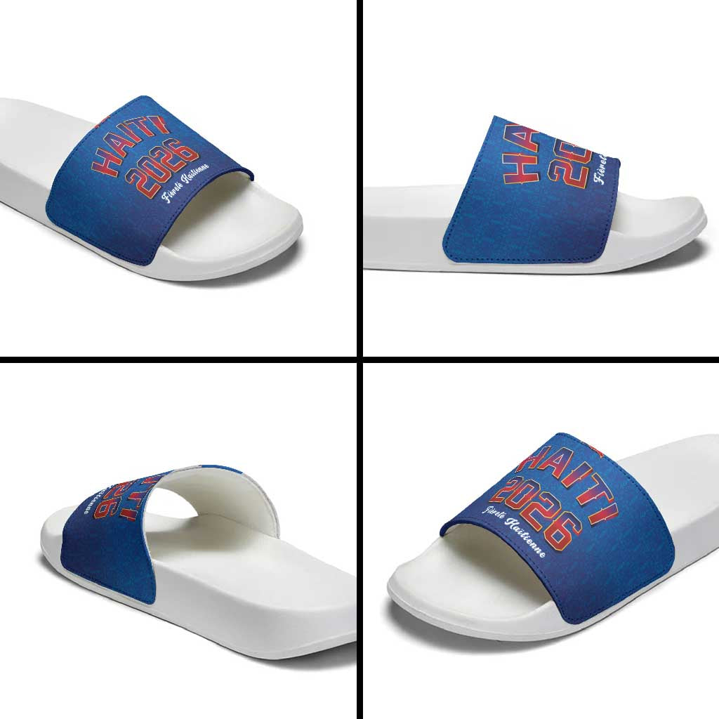 Afro-Haitians World Football 2026 Slide Sandals Haiti est de Retour Blue Voodoo Veve Spirits