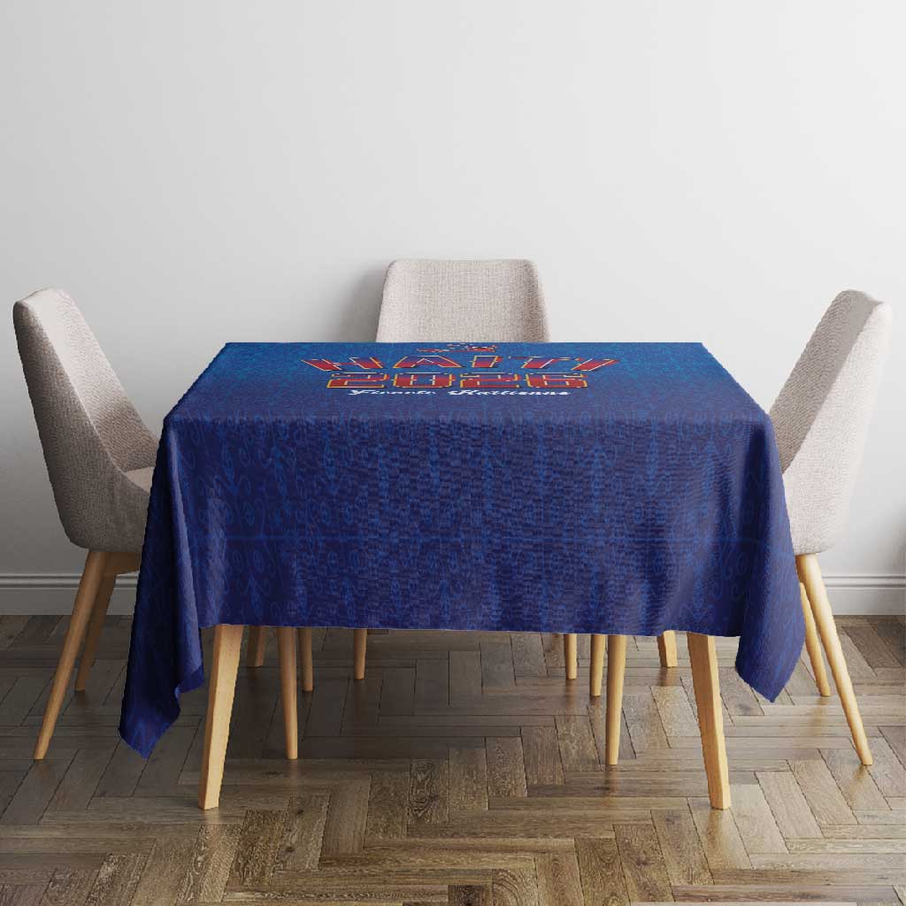 Afro-Haitians World Football 2026 Tablecloth Haiti est de Retour Blue Voodoo Veve Spirits - African Pride