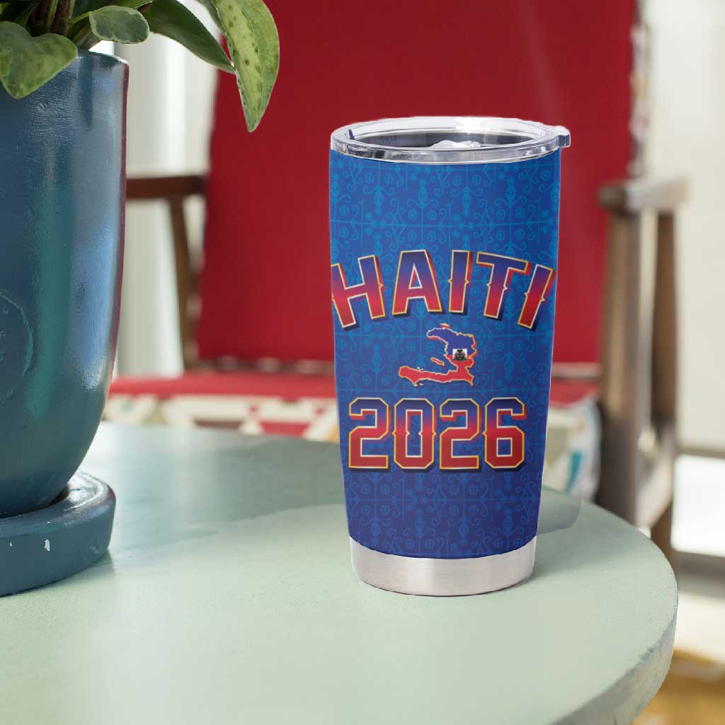 Afro-Haitians World Football 2026 Tumbler Cup Haiti est de Retour Blue Voodoo Veve Spirits - African Pride