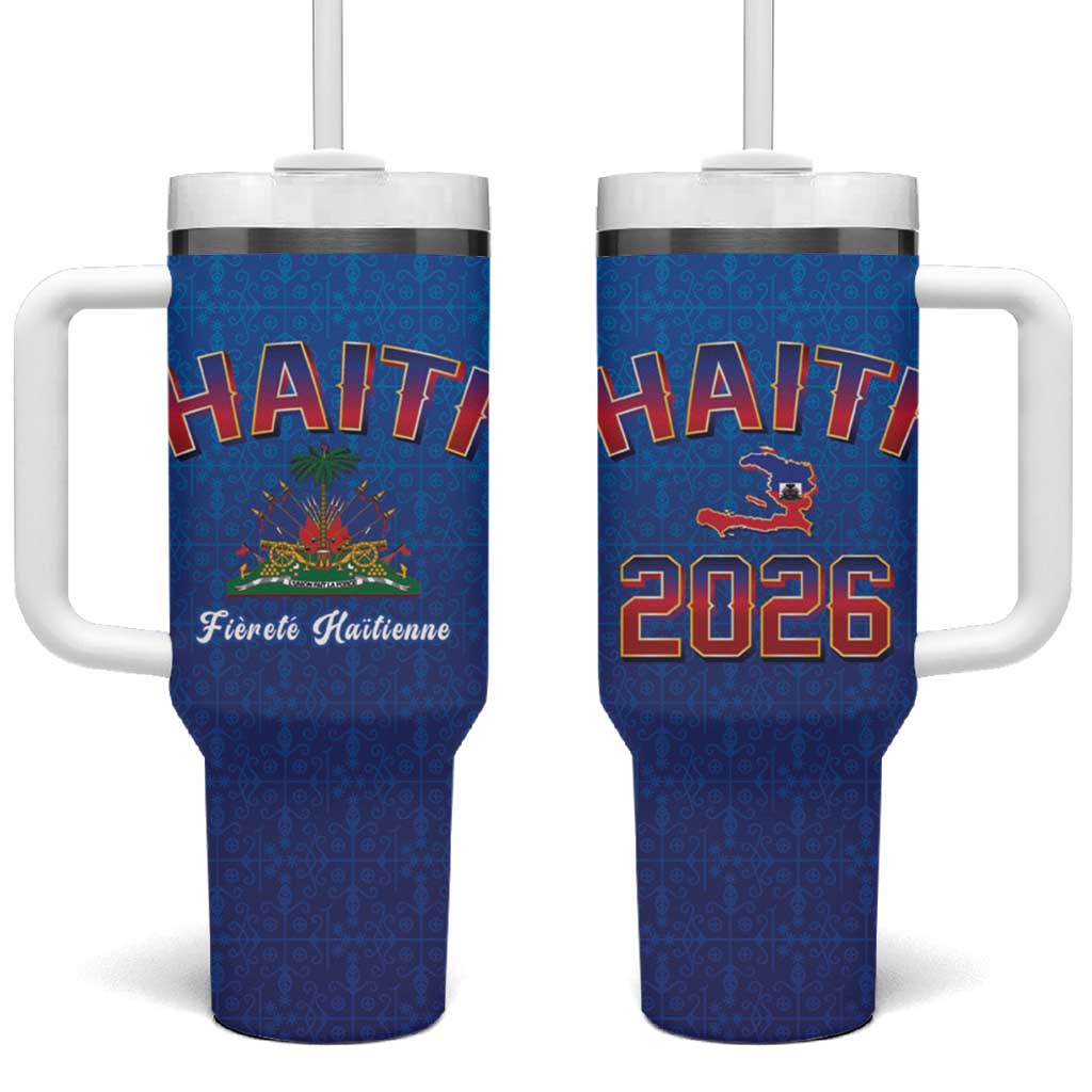 Afro-Haitians World Football 2026 Tumbler With Handle Haiti est de Retour Blue Voodoo Veve Spirits - African Pride