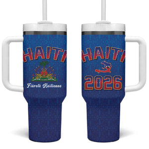 Afro-Haitians World Football 2026 Tumbler With Handle Haiti est de Retour Blue Voodoo Veve Spirits - African Pride