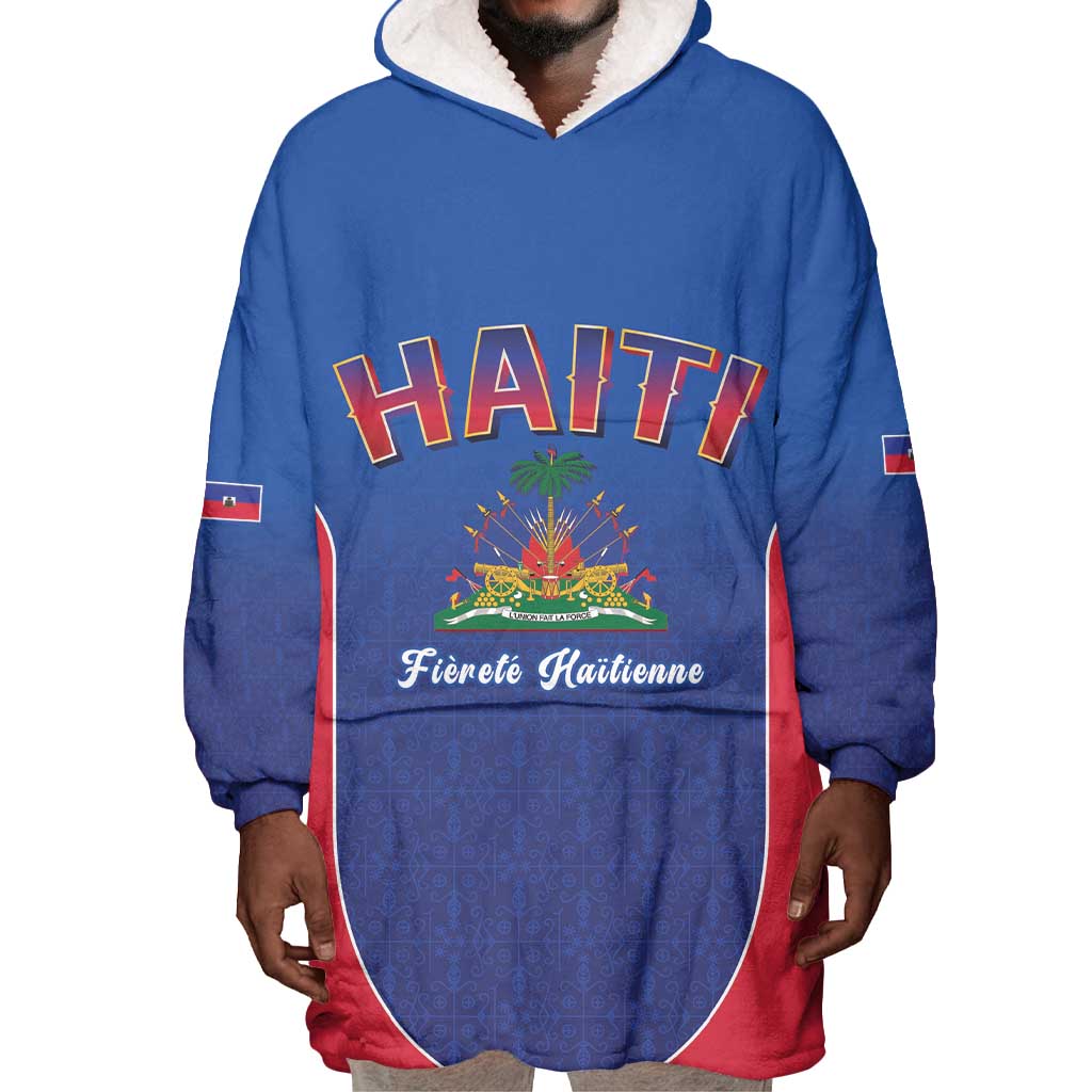 Afro-Haitians World Football 2026 Wearable Blanket Hoodie Haiti est de Retour Blue Voodoo Veve Spirits - African Pride