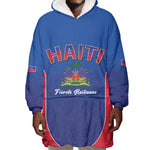Afro-Haitians World Football 2026 Wearable Blanket Hoodie Haiti est de Retour Blue Voodoo Veve Spirits - African Pride