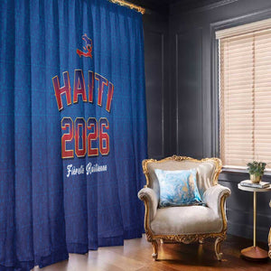 Afro-Haitians World Football 2026 Window Curtain Haiti est de Retour Blue Voodoo Veve Spirits - African Pride