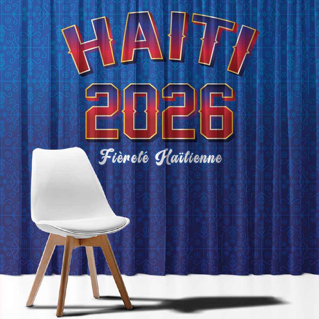 Afro-Haitians World Football 2026 Window Curtain Haiti est de Retour Blue Voodoo Veve Spirits - African Pride
