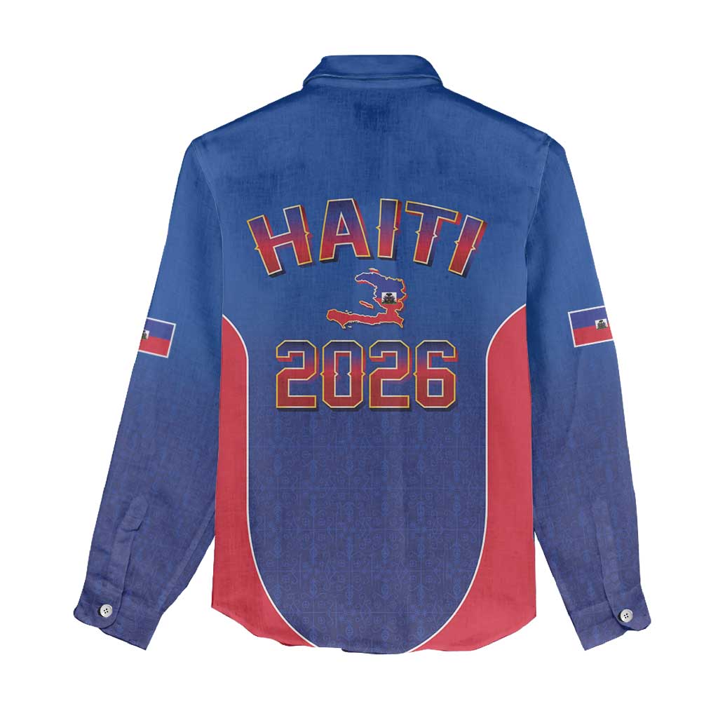 Afro-Haitians World Football 2026 Women Casual Shirt Haiti est de Retour Blue Voodoo Veve Spirits - African Pride