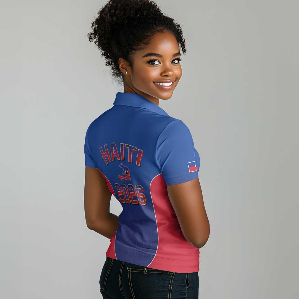 Afro-Haitians World Football 2026 Women Polo Shirt Haiti est de Retour Blue Voodoo Veve Spirits - African Pride
