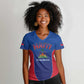 Afro-Haitians World Football 2026 Women V-Neck T-Shirt Haiti est de Retour Blue Voodoo Veve Spirits LT9