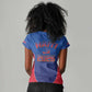 Afro-Haitians World Football 2026 Women V-Neck T-Shirt Haiti est de Retour Blue Voodoo Veve Spirits - African Pride