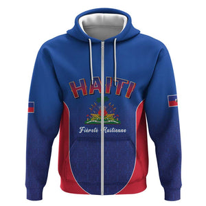 Afro-Haitians World Football 2026 Zip Hoodie Haiti est de Retour Blue Voodoo Veve Spirits - African Pride