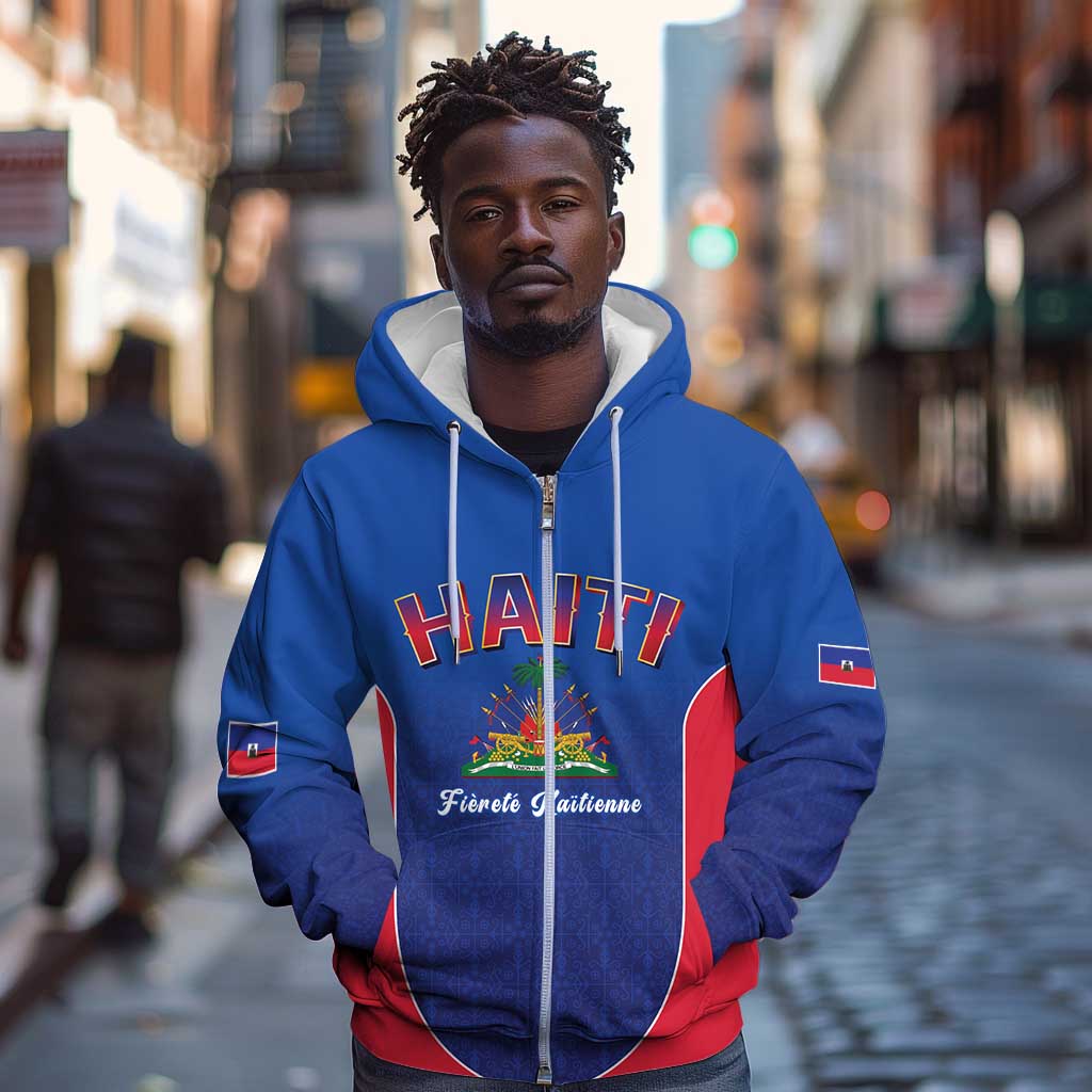 Afro-Haitians World Football 2026 Zip Hoodie Haiti est de Retour Blue Voodoo Veve Spirits - African Pride