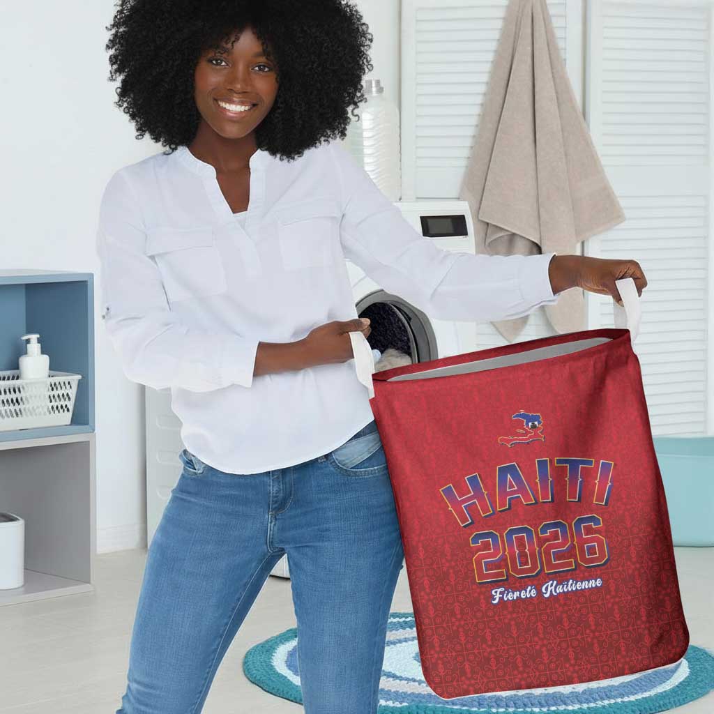 Afro-Haitians World Football 2026 Laundry Basket Haiti est de Retour Red Voodoo Veve Spirits - African Pride