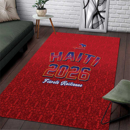 Afro-Haitians World Football 2026 Area Rug Haiti est de Retour Red Voodoo Veve Spirits - African Pride