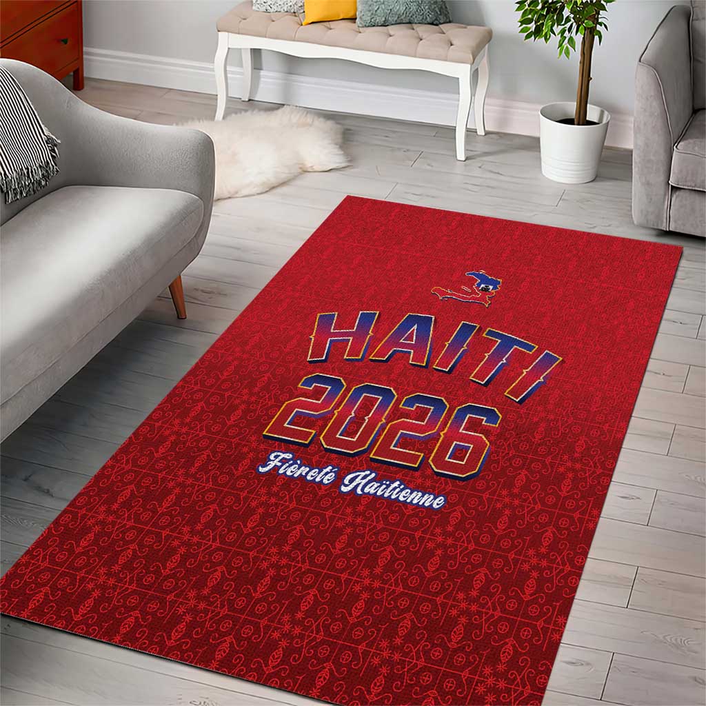 Afro-Haitians World Football 2026 Area Rug Haiti est de Retour Red Voodoo Veve Spirits - African Pride