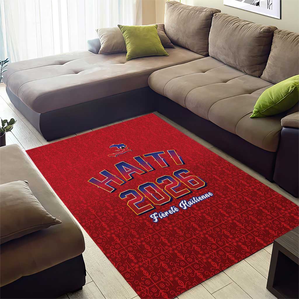 Afro-Haitians World Football 2026 Area Rug Haiti est de Retour Red Voodoo Veve Spirits - African Pride