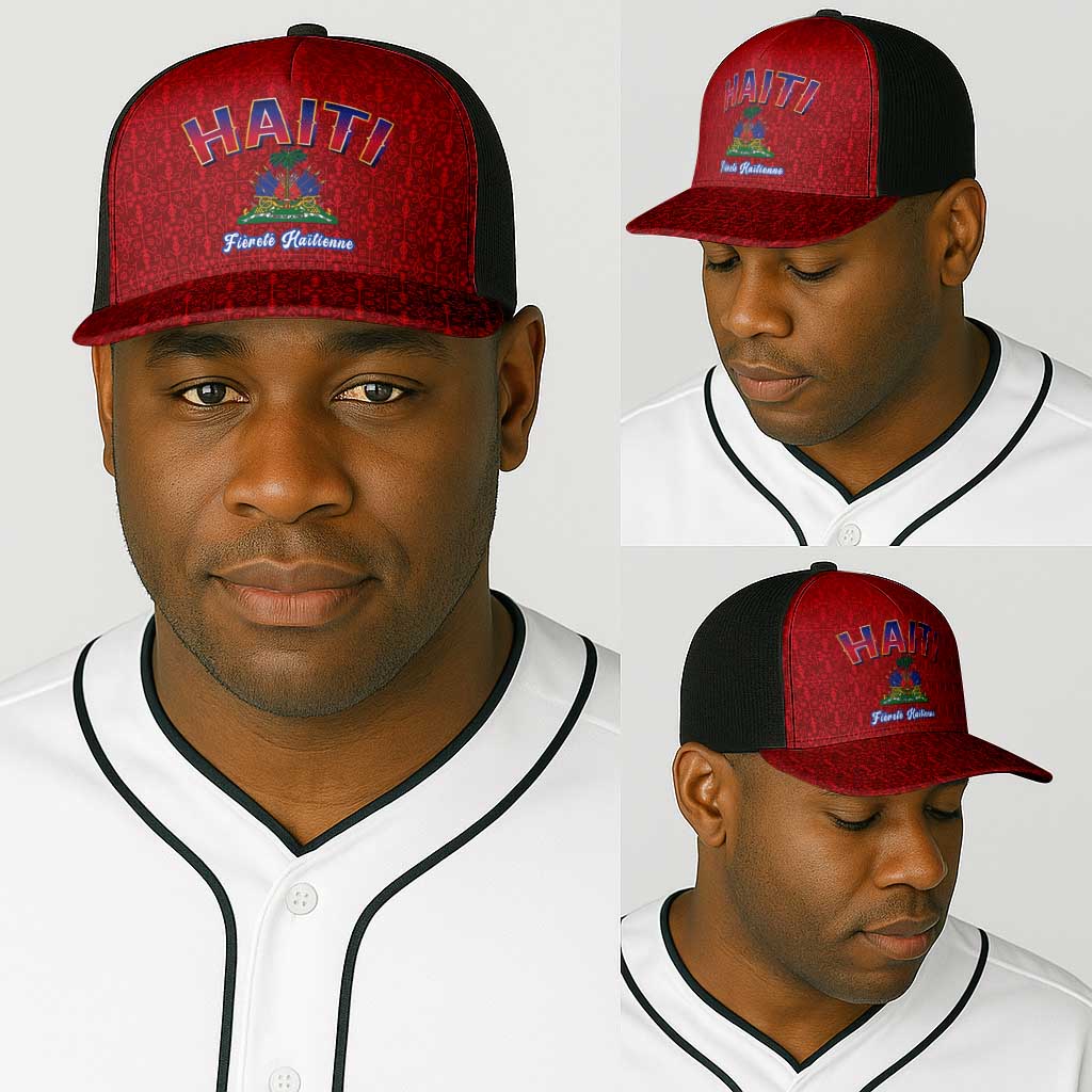 Afro-Haitians World Football 2026 Baseball Net Cap Haiti est de Retour Red Voodoo Veve Spirits - African Pride
