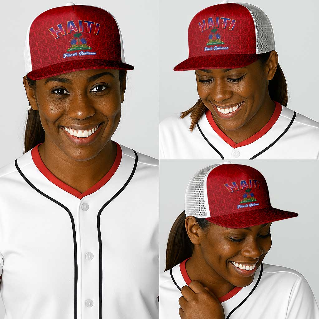 Afro-Haitians World Football 2026 Baseball Net Cap Haiti est de Retour Red Voodoo Veve Spirits - African Pride