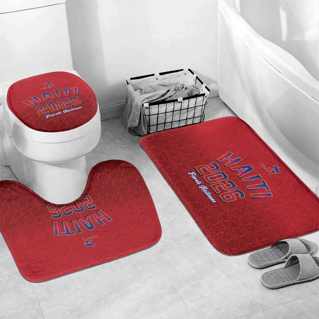 Afro-Haitians World Football 2026 Bathroom Set Haiti est de Retour Red Voodoo Veve Spirits