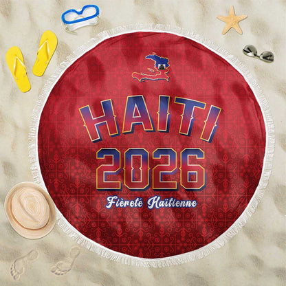 Afro-Haitians World Football 2026 Beach Blanket Haiti est de Retour Red Voodoo Veve Spirits - African Pride