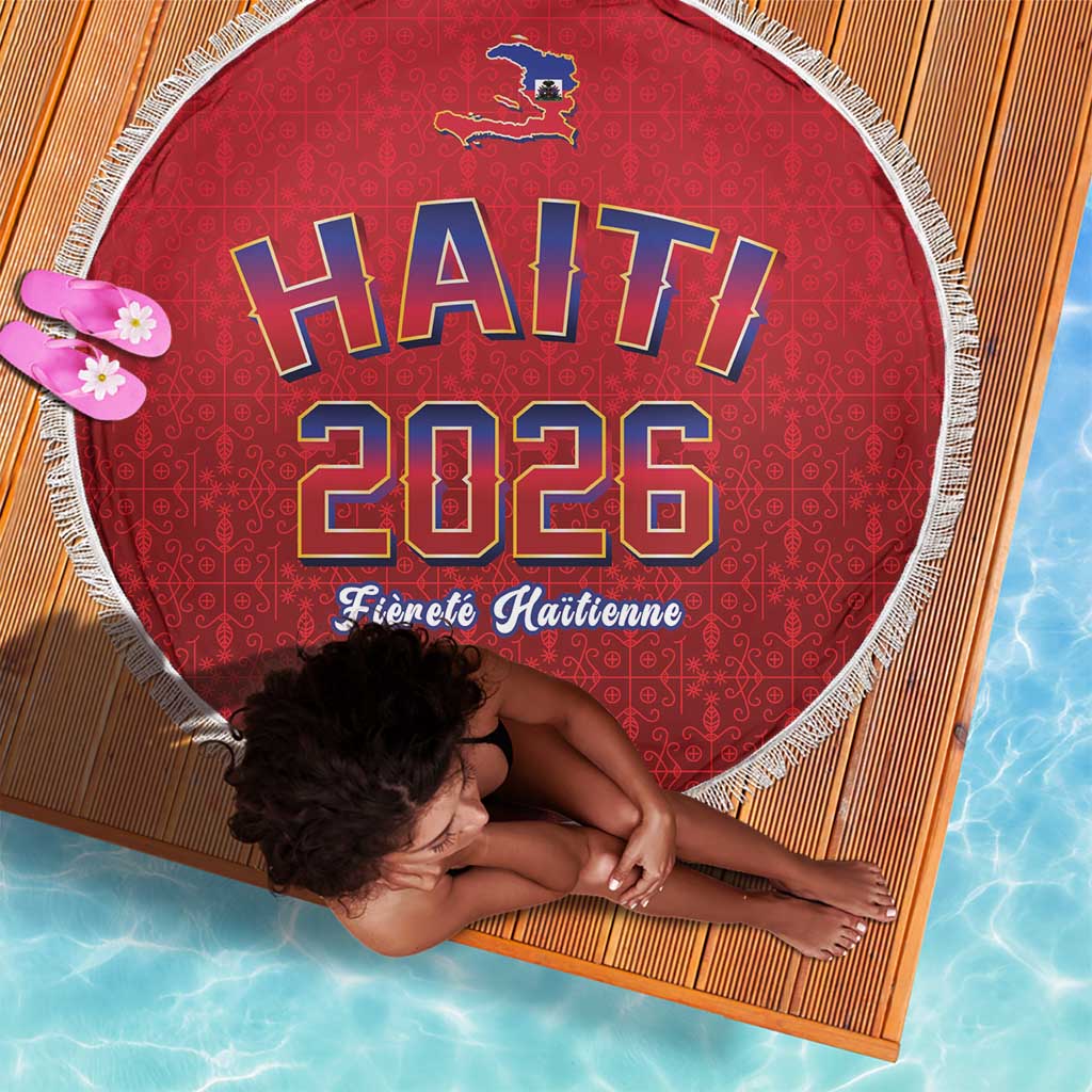 Afro-Haitians World Football 2026 Beach Blanket Haiti est de Retour Red Voodoo Veve Spirits - African Pride