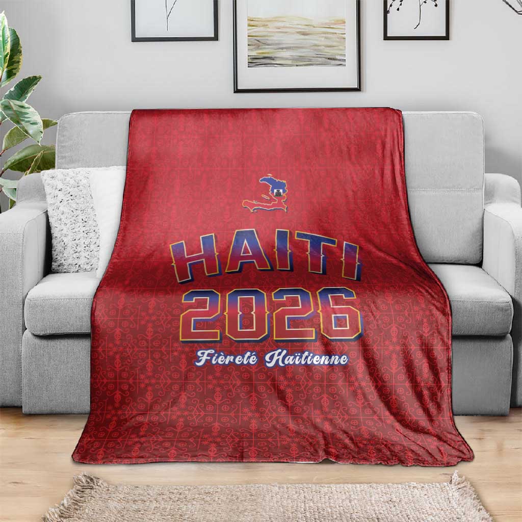 Afro-Haitians World Football 2026 Blanket Haiti est de Retour Red Voodoo Veve Spirits - African Pride
