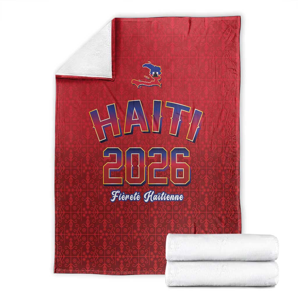 Afro-Haitians World Football 2026 Blanket Haiti est de Retour Red Voodoo Veve Spirits - African Pride