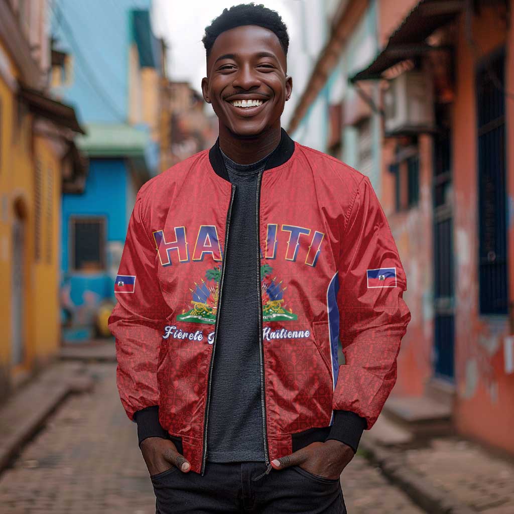 Afro-Haitians World Football 2026 Bomber Jacket Haiti est de Retour Red Voodoo Veve Spirits - African Pride