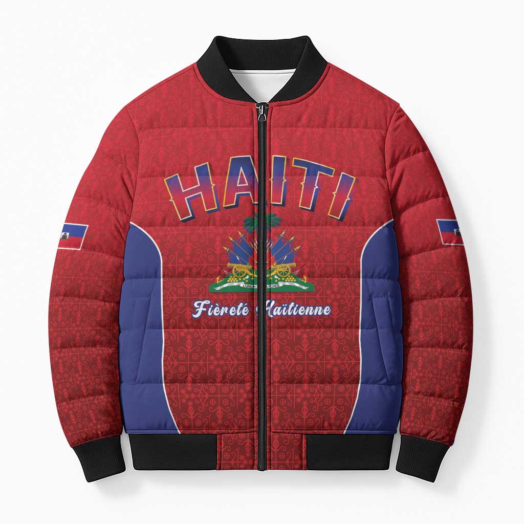 Afro-Haitians World Football 2026 Bomber Puffer Jacket Haiti est de Retour Red Voodoo Veve Spirits