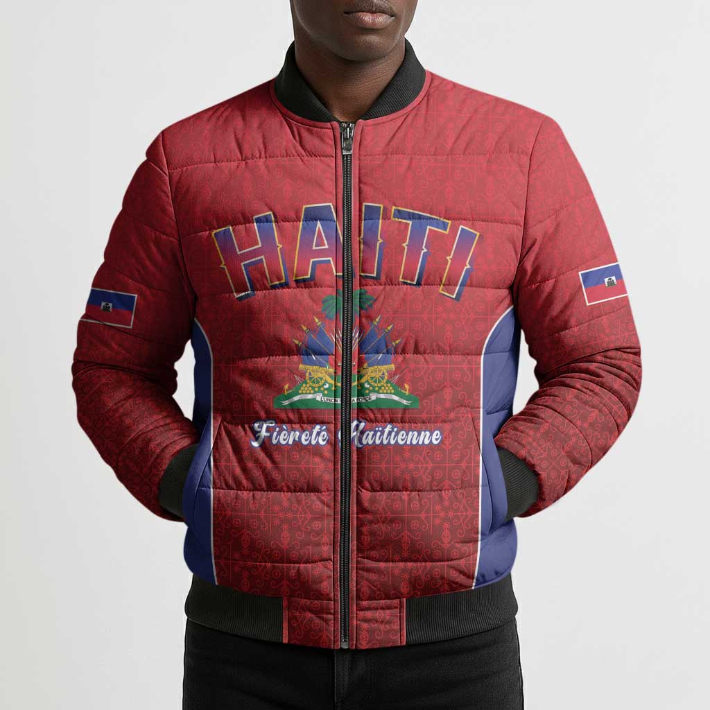 Afro-Haitians World Football 2026 Bomber Puffer Jacket Haiti est de Retour Red Voodoo Veve Spirits
