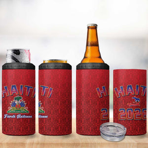 Afro-Haitians World Football 2026 4 in 1 Can Cooler Tumbler Haiti est de Retour Red Voodoo Veve Spirits - African Pride