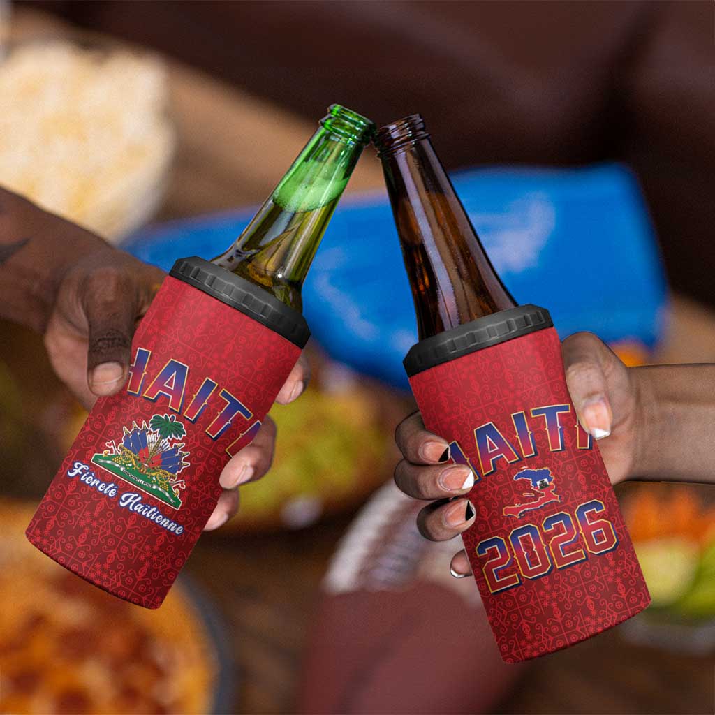 Afro-Haitians World Football 2026 4 in 1 Can Cooler Tumbler Haiti est de Retour Red Voodoo Veve Spirits - African Pride