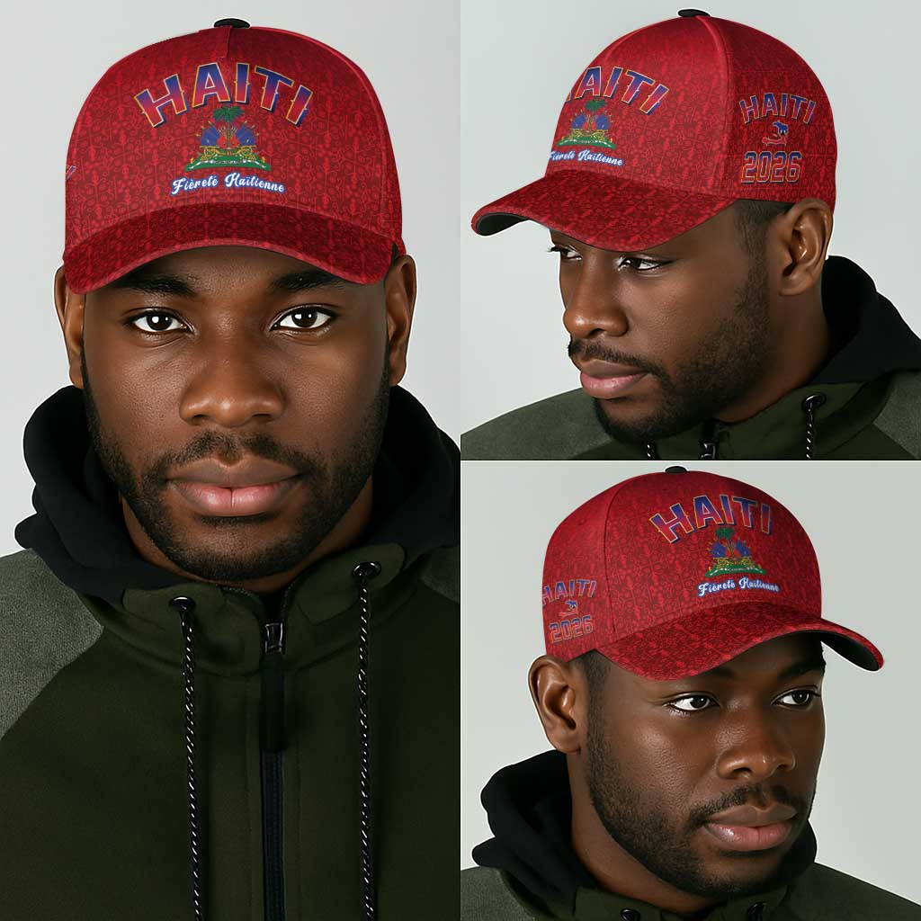 Afro-Haitians World Football 2026 Classic Cap Haiti est de Retour Red Voodoo Veve Spirits - African Pride