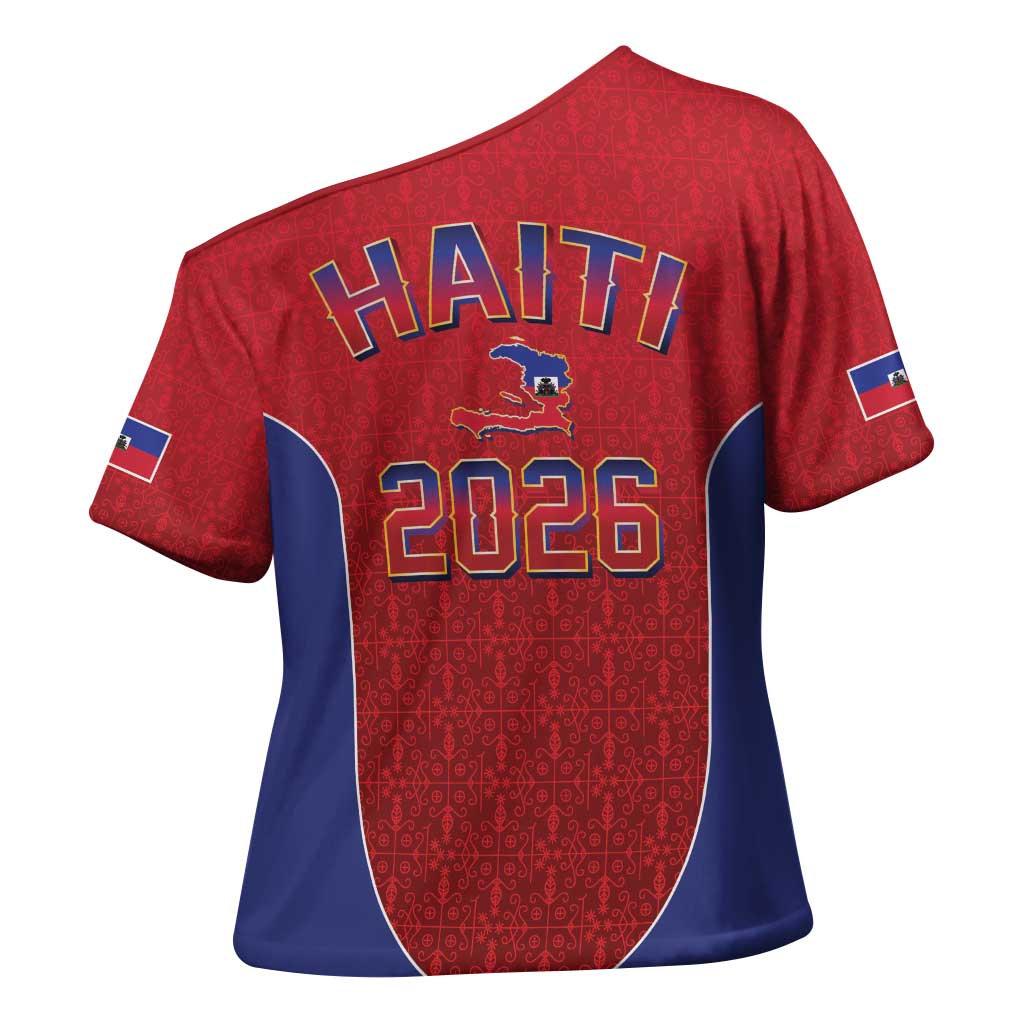 Afro-Haitians World Football 2026 Cross Shoulder Shirt Haiti est de Retour Red Voodoo Veve Spirits